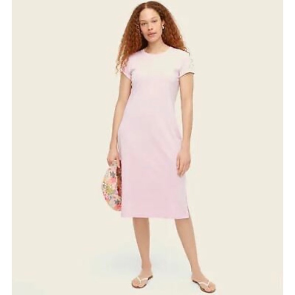 J. CREW Dress T-Shirt Midi Short Sleeves Organic Cotton Icy Lilac Purple Small - Picture 1 of 6